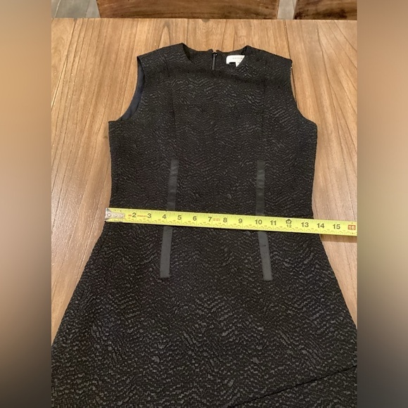 Carven black asymmetrical jaquered black sleeveless Shift Cocktail mini Dress 34 - Picture 7 of 16